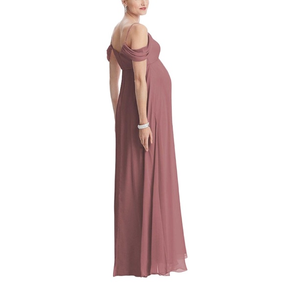 Dessy Collection Vivian Diamond Chiffon Maternity Dress in Rosewood - Picture 2 of 8